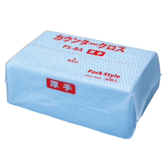 PS　カウンタークロス 厚手 青 60枚/袋（ご注文単位9袋）【直送品】