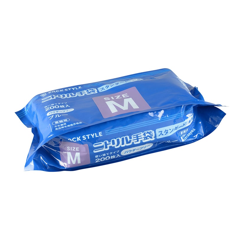 PS 使い捨て手袋 ニトリル スタンダード 粉無 M 青 200枚/袋(ご注文単位15袋)【直送品】