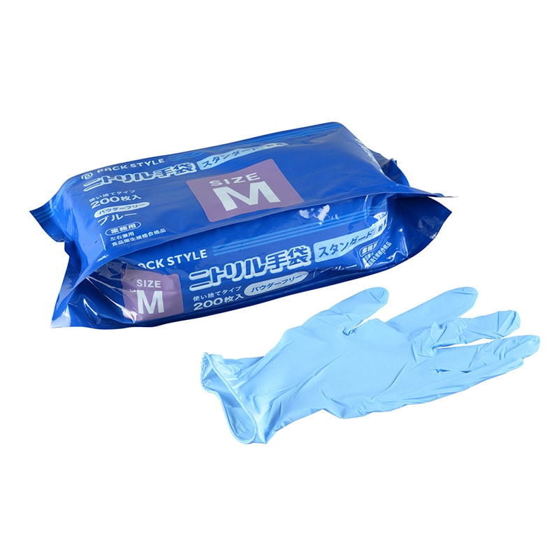 PS 使い捨て手袋 ニトリル スタンダード 粉無 M 青 200枚/袋(ご注文単位15袋)【直送品】