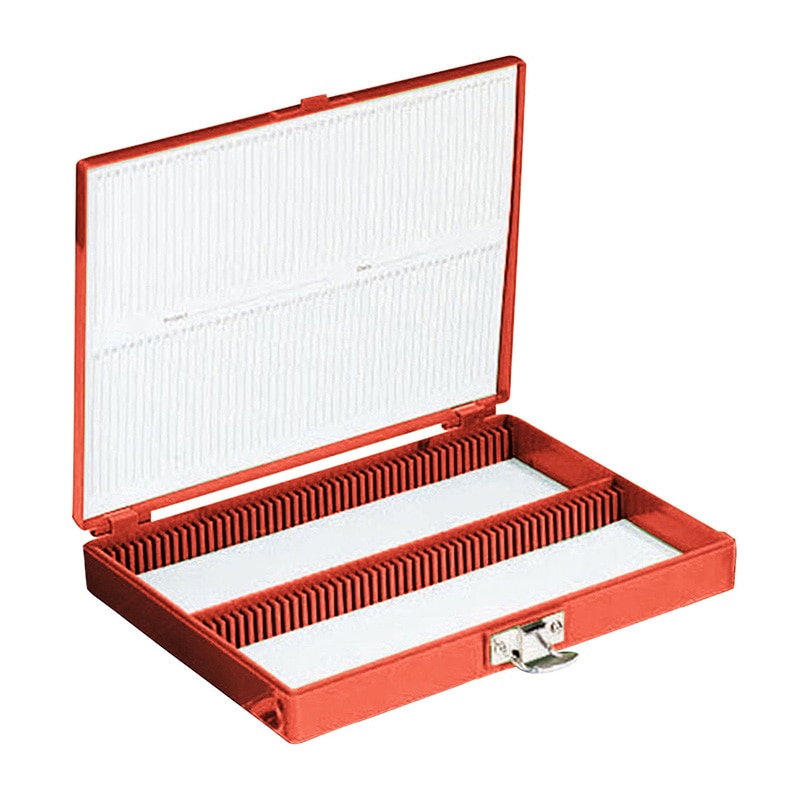 カラースライドボックス 100枚用 赤 1個(ご注文単位1個)【直送品】