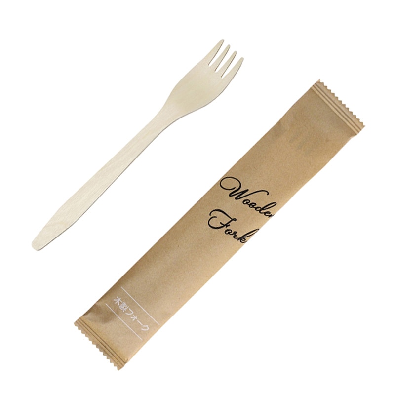 株式会社モデリーノ 木製フォーク 165 紙個包装 100本/袋(ご注文単位1袋)【直送品】