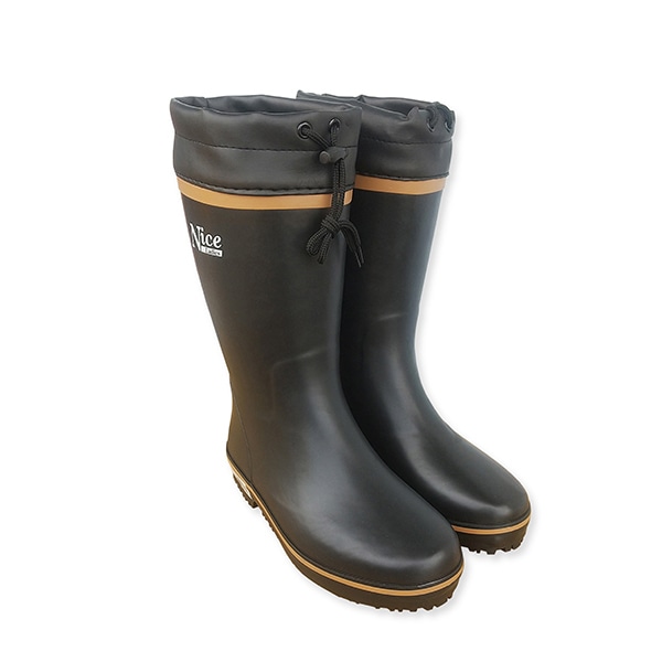ジェイワークスプランニング 婦人 カバー付ゴム長靴 ブラック／ベージュ 23.0cm JKL-0814 1組（ご注文単位1組）【直送品】