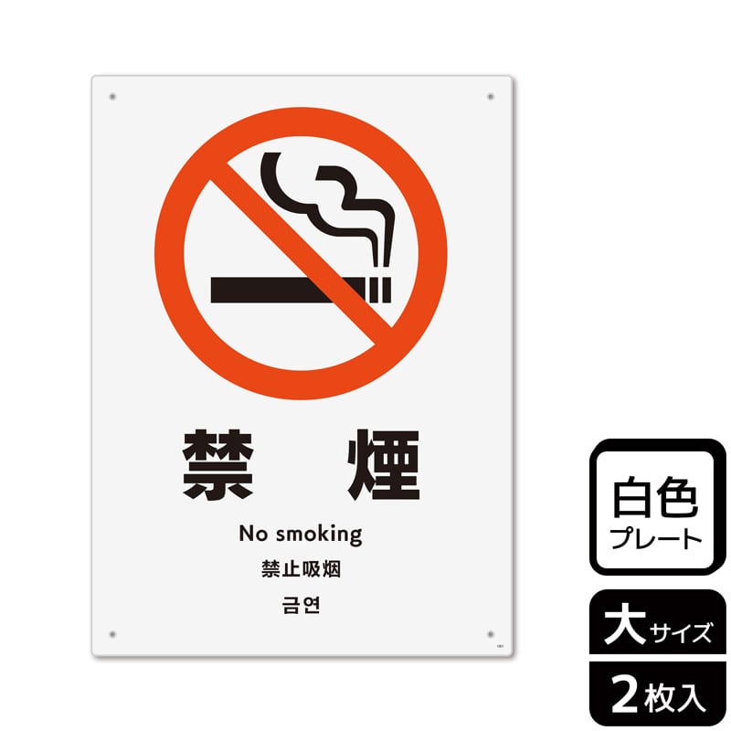 （株）KALBAS プラスチックプレート　タテ大 禁煙 KTK1001 1パック（ご注文単位1パック）【直送品】