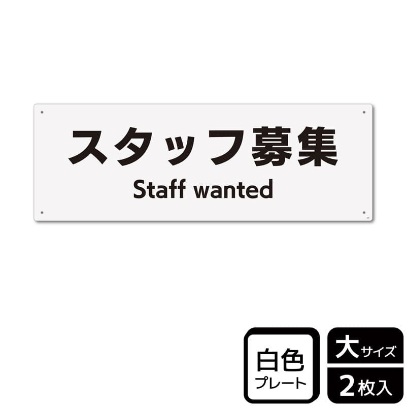 （株）KALBAS プラスチックプレート　ヨコ大 スタッフ募集 KTK2081 1パック（ご注文単位1パック）【直送品】