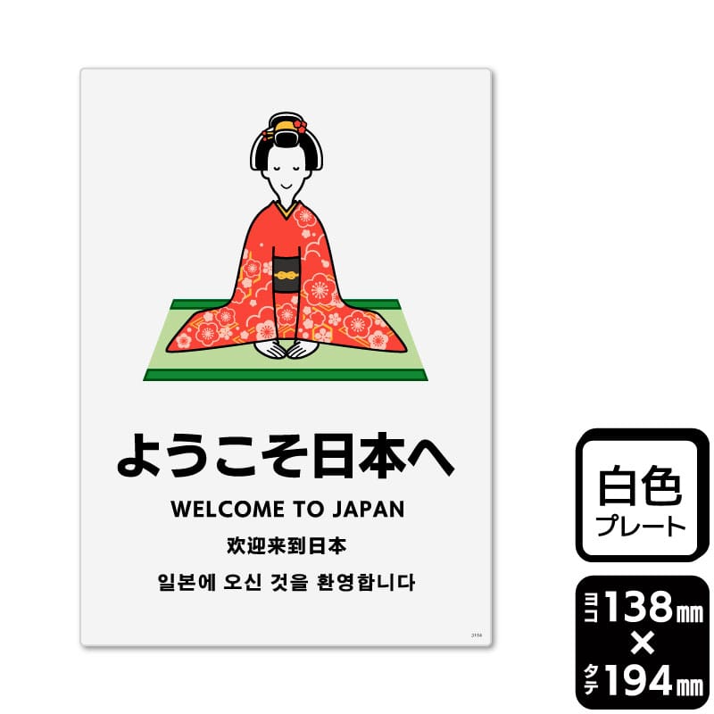 KALBAS プラスチックプレート　タテ中 ようこそ日本へ KTK3164 1パック（ご注文単位1パック）【直送品】