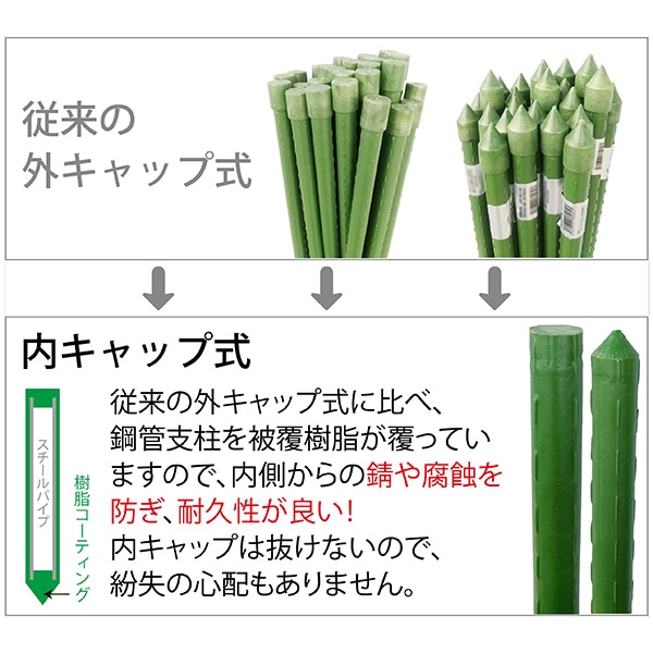 ジェイワークスプランニング 園芸支柱 内キャップ式 10本組 11φ 1200mm JSB-11-120 1束（ご注文単位5束）【直送品】