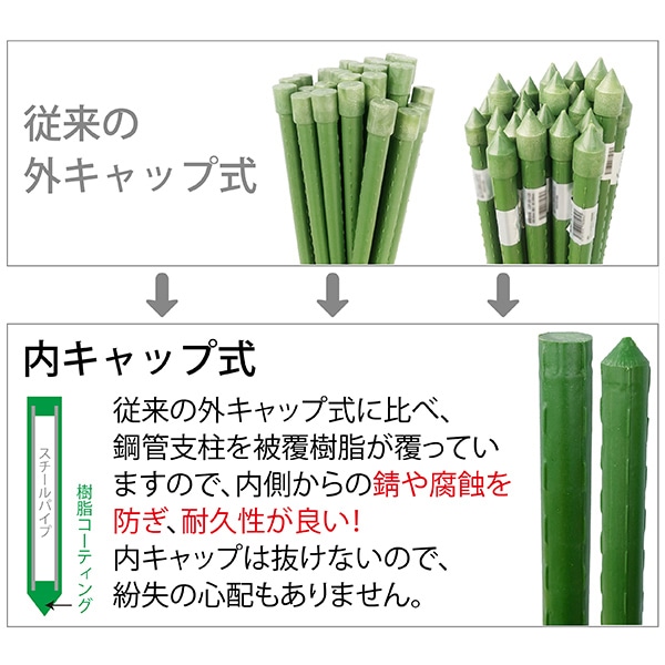 ジェイワークスプランニング 園芸支柱 内キャップ式 10本組 16φ 900mm JSB-16-90 1束(ご注文単位5束)【直送品】