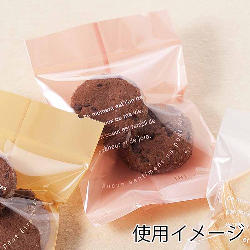 福重 平袋 VK-181-P クッキー・マカロン用袋 仏語柄 合掌貼り ピンク 100枚/袋