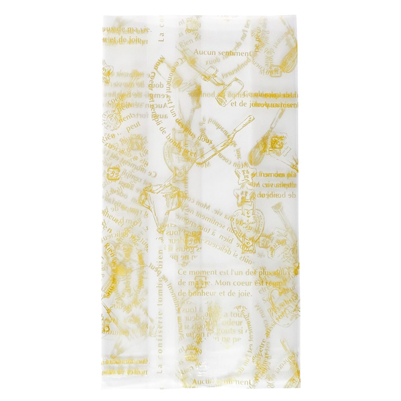 福重 ガゼット袋 仏語&ツール柄 VK-148 金 100枚/袋（ご注文単位35袋）【直送品】