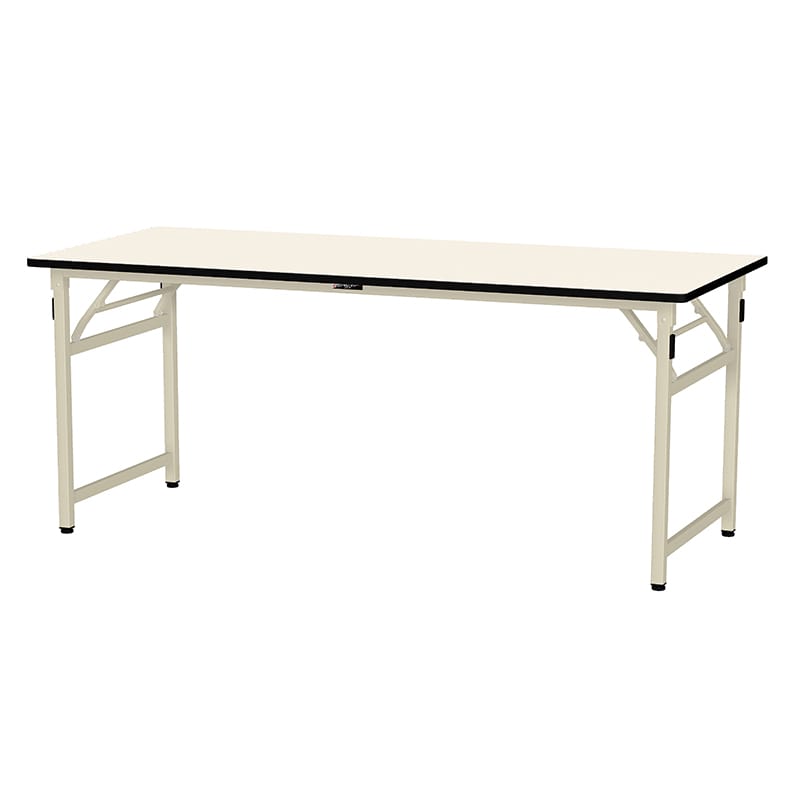 山金工業 ワークテーブル　折りタタミタイプ　固定式 塩ビシート天板22mm　アイボリー 1800×750×740 1台（ご注文単位1台）【直送品】