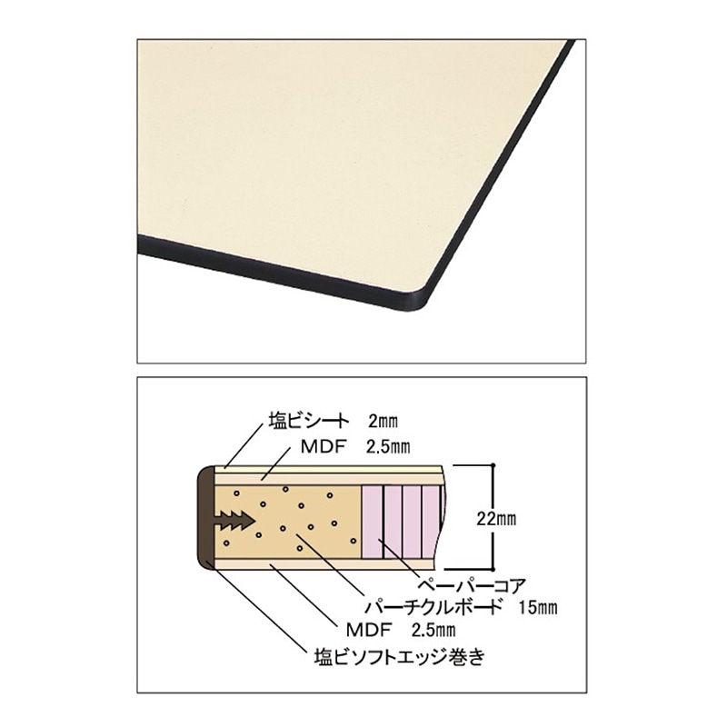 山金工業 ワークテーブル 折りタタミタイプ 固定式 塩ビシート天板22mm アイボリー 1200×750×740 1台(ご注文単位1台)【直送品】