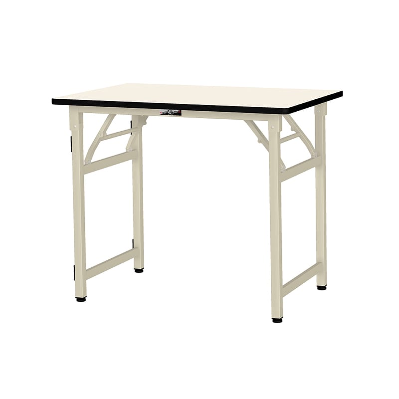 山金工業 ワークテーブル　折りタタミタイプ　固定式 塩ビシート天板22mm　アイボリー 900×600×740 1台（ご注文単位1台）【直送品】