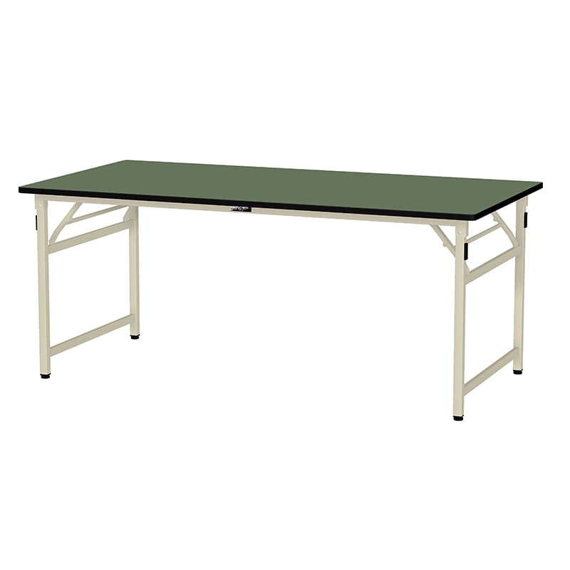 山金工業 ワークテーブル　折りタタミタイプ　固定式 塩ビシート天板22mm　グリーン 1800×900×740 1台（ご注文単位1台）【直送品】