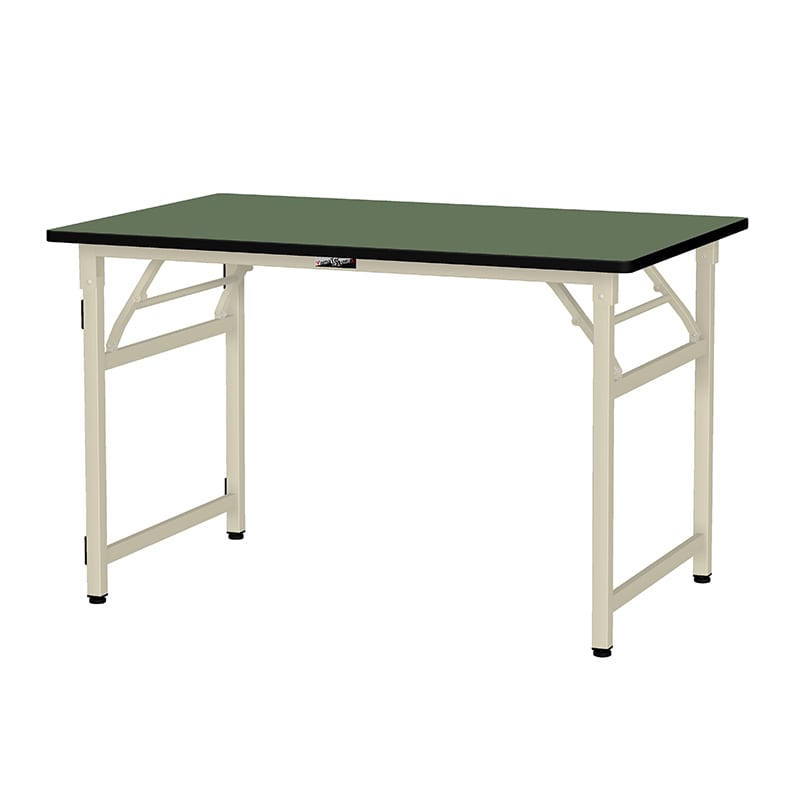 山金工業 ワークテーブル　折りタタミタイプ　固定式 塩ビシート天板22mm　グリーン 1200×750×740 1台（ご注文単位1台）【直送品】
