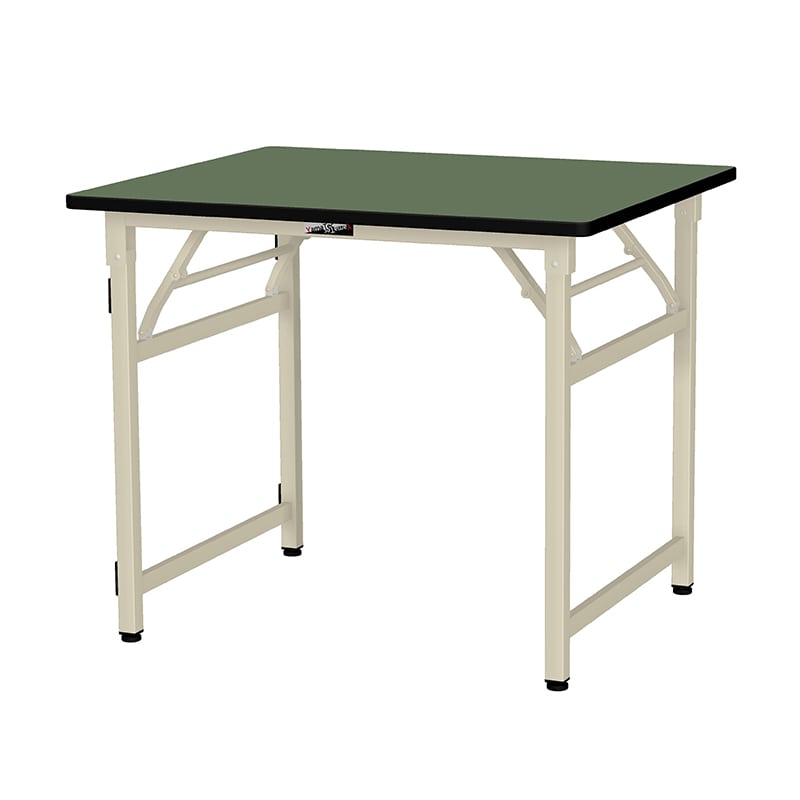 山金工業 ワークテーブル　折りタタミタイプ　固定式 塩ビシート天板22mm　グリーン 900×750×740 1台（ご注文単位1台）【直送品】