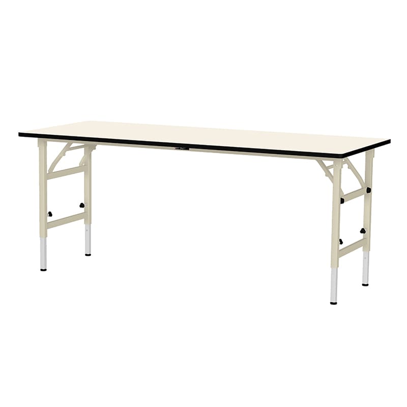 山金工業 ワークテーブル　折りタタミ高さ調整タイプ ポリエステル天板20mm　アイボリー 1800×600×600～900 1台（ご注文単位1台）【直送品】