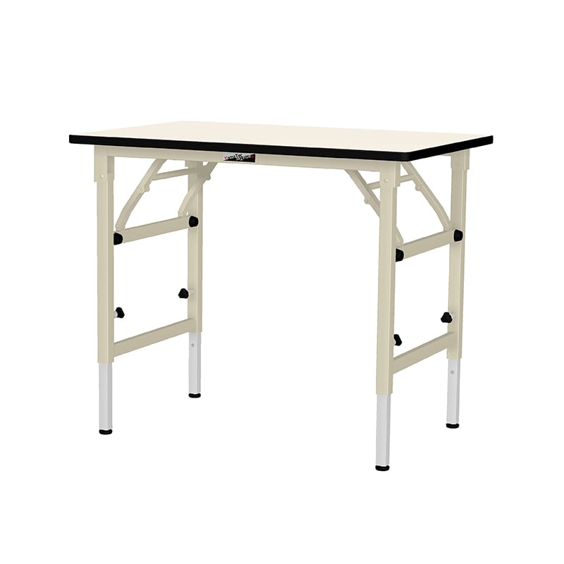 山金工業 ワークテーブル　折りタタミ高さ調整タイプ ポリエステル天板20mm　アイボリー 900×600×600～900 1台（ご注文単位1台）【直送品】