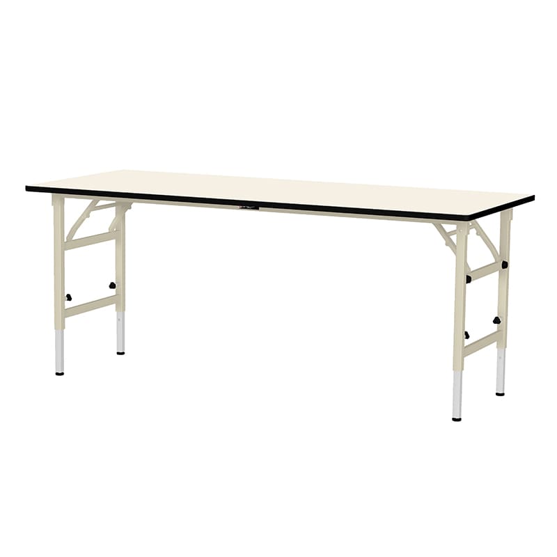 山金工業 ワークテーブル　折りタタミ高さ調整タイプ 塩ビシート天板22mm　アイボリー 1800×600×600～900 1台（ご注文単位1台）【直送品】