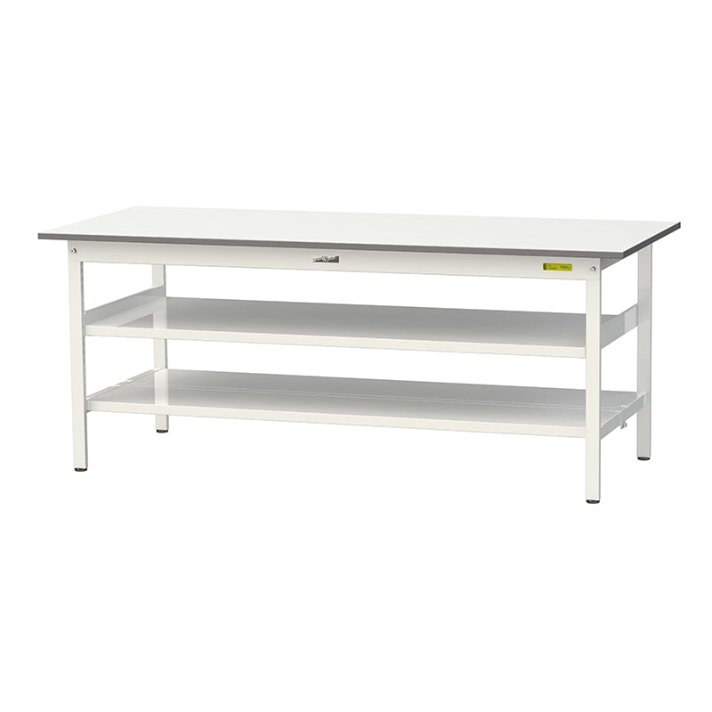 山金工業 ワークテーブル150　固定式　H740mm 中間棚付／全面棚板付 1800×750 1台（ご注文単位1台）【直送品】