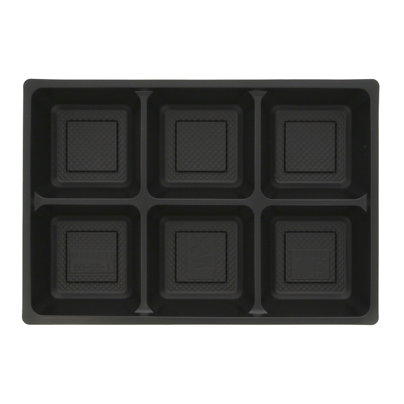 北海製箸 弁当容器 植物性プラスチックトレー 80-55-1 PLA-80551B 黒 100枚/袋(ご注文単位4袋)【直送品】