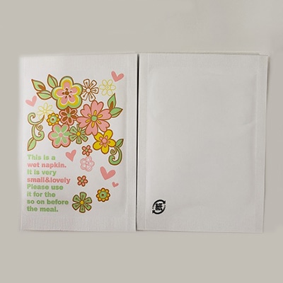 増田紙工 紙おしぼり　おてふき レギュラー No.33　レトロ・フラワー 500枚/袋（ご注文単位10袋）【直送品】