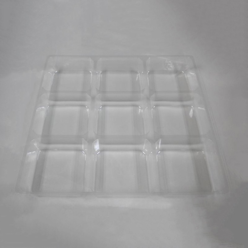 ニシキ プラスチック皿 角皿 9個中仕切 H-20 透明 20枚/袋（ご注文単位12袋）【直送品】