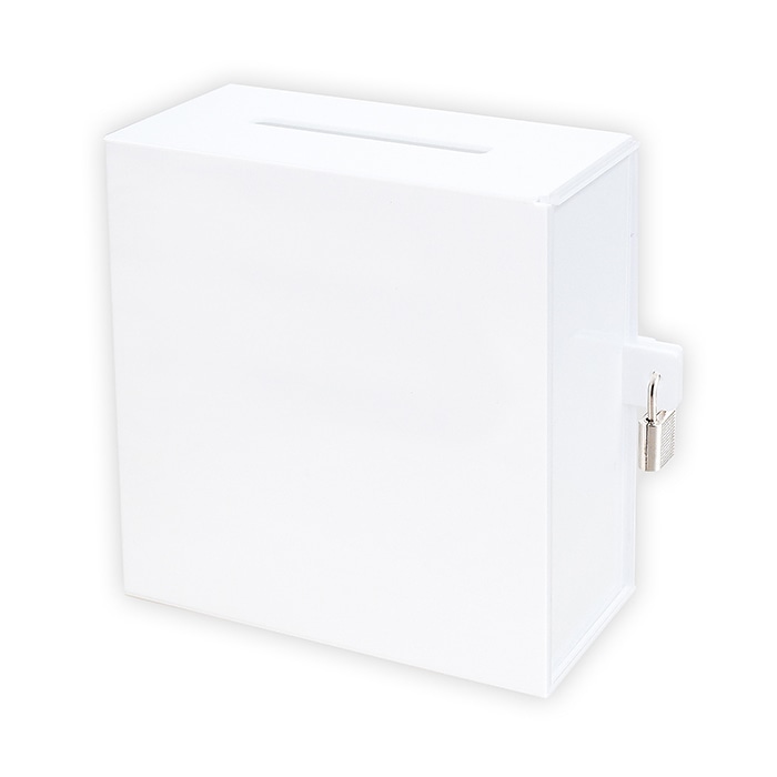 アルファ アクリル募金箱 鍵付き 白 RY8-0206W 1個（ご注文単位1個）【直送品】