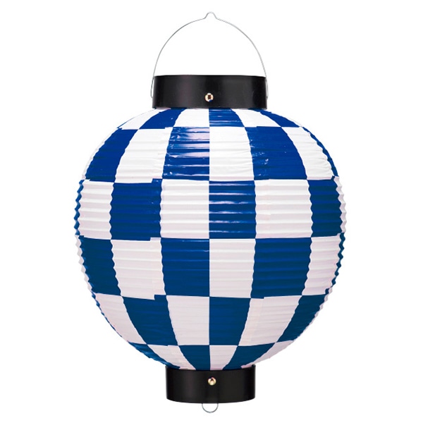 アルファ ビニール尺丸提灯 市松藍 TA8-7035DB 1個（ご注文単位1個）【直送品】