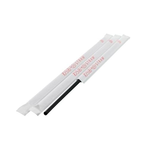 シバセ工業 ストレートストロー 4.5mm×18cm 黒 1箱(ご注文単位1箱)【直送品】