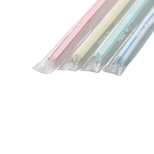 >シバセ工業 フレックスストロー 6mm×21cm ストライプ　白地 1箱（ご注文単位1箱）【直送品】