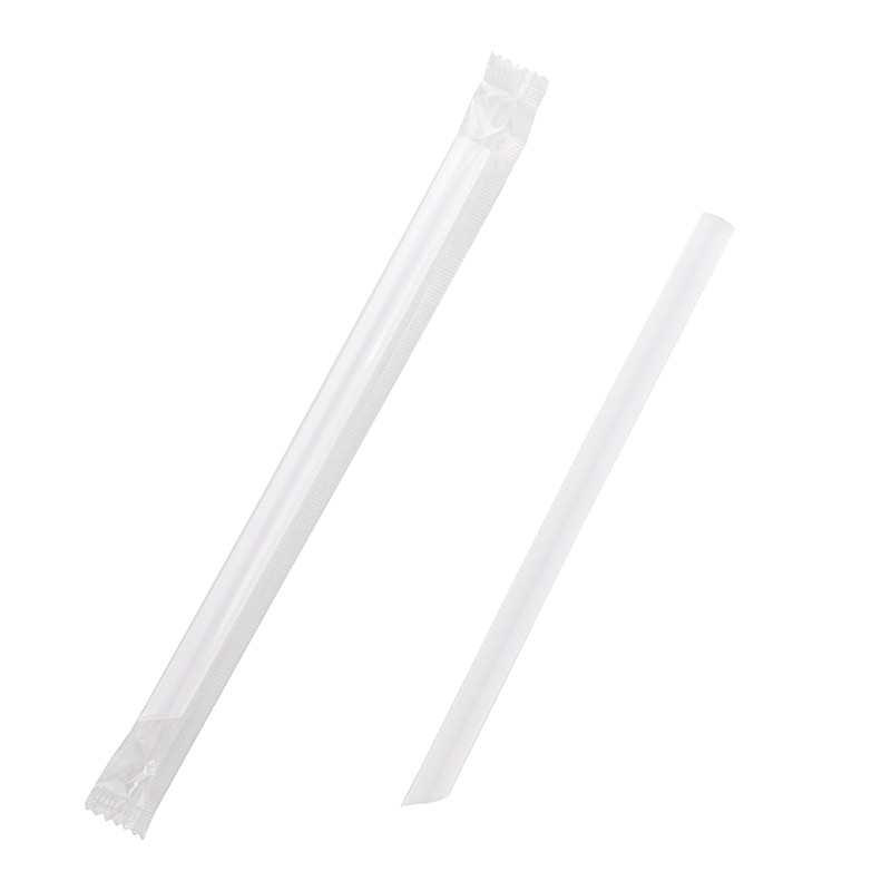 シバセ工業 タピオカストロー 片先斜め 10×19 単袋 クリア 100本/箱