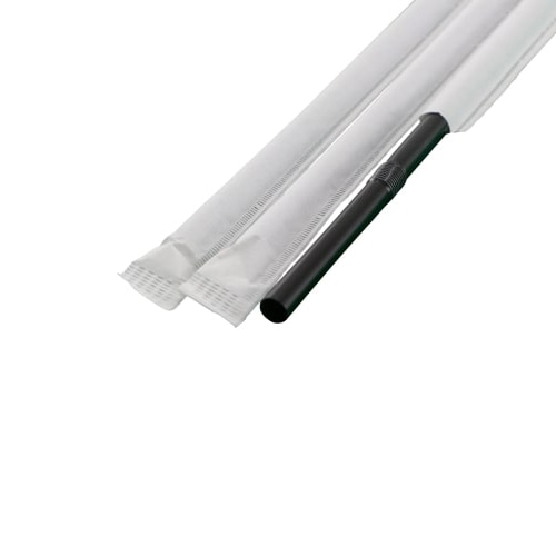 シバセ工業 フレックスストロー　紙包装 6×21 907黒 1個（ご注文単位1個）【直送品】