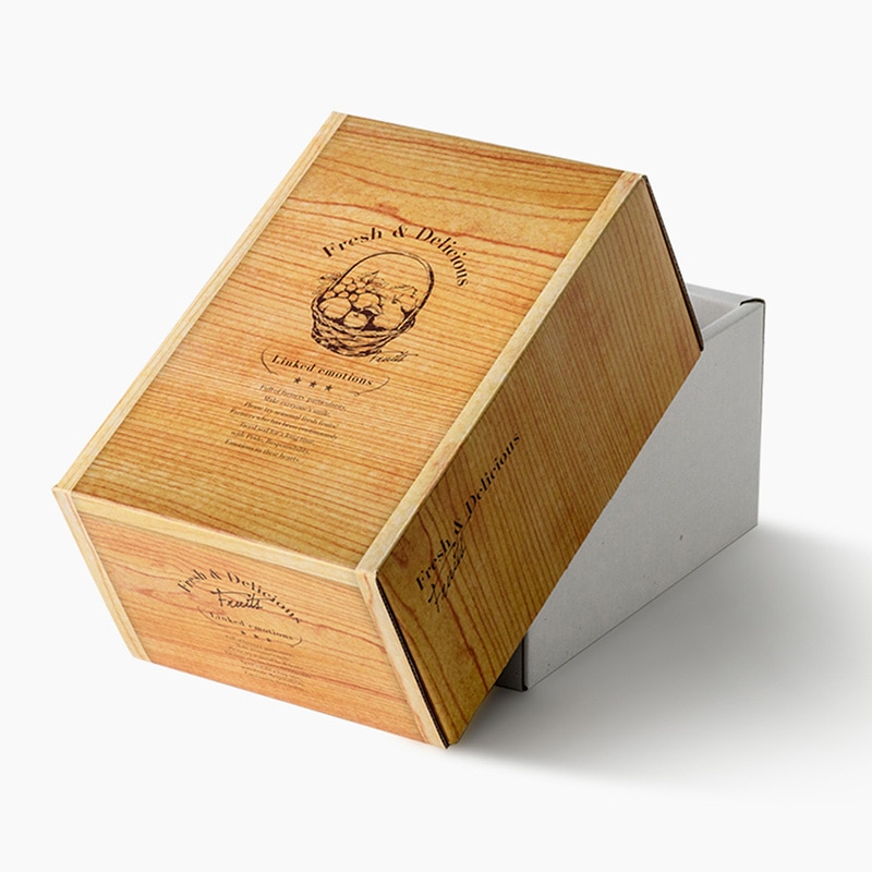 星野 ぶどう化粧箱 1房　木目柄 661608 25枚/束（ご注文単位1束）【直送品】