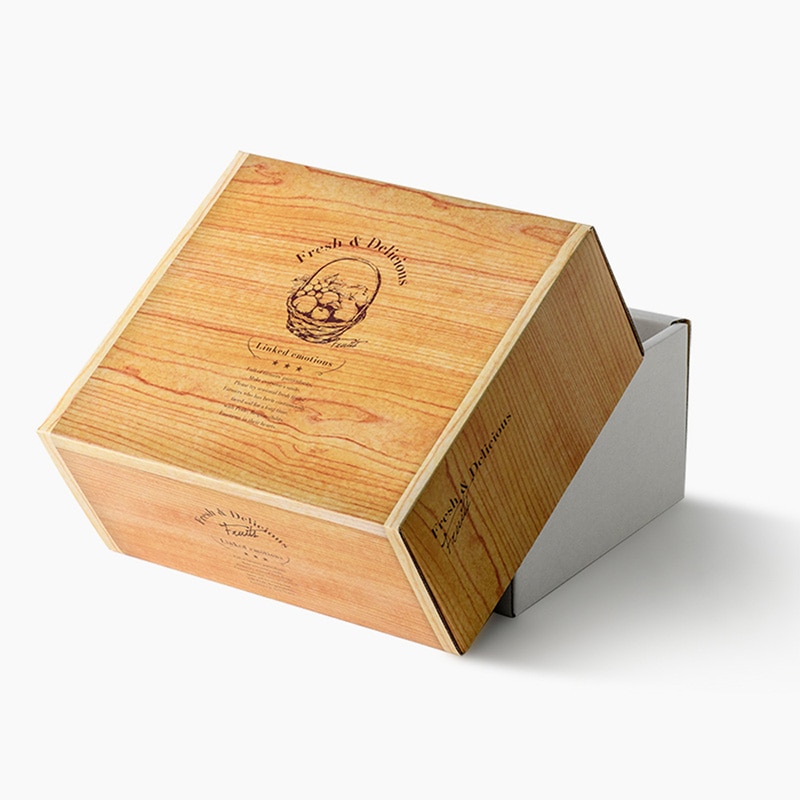 星野 ぶどう化粧箱 2房　木目柄 661609 25枚/束（ご注文単位1束）【直送品】