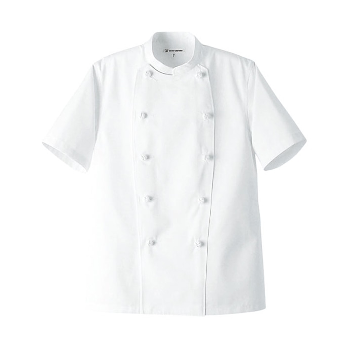 セブンユニフォーム コックコート　男女兼用　半袖 S　ホワイト TA8301-0　1枚（ご注文単位1枚）【直送品】