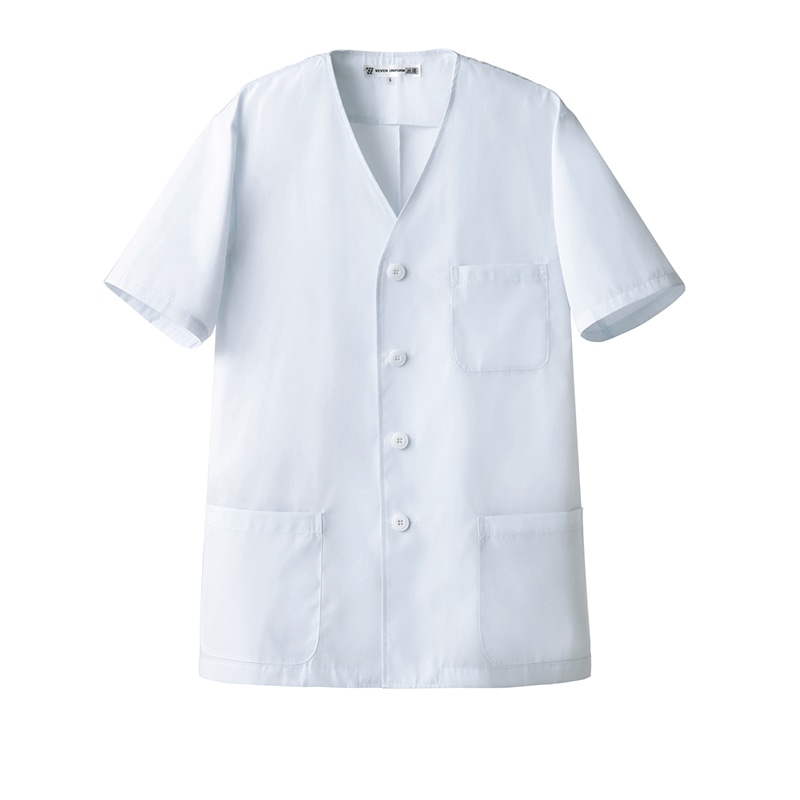 セブンユニフォーム 抗菌コート　男性用　半袖 M　ホワイト AA0322-8　1枚（ご注文単位1枚）【直送品】