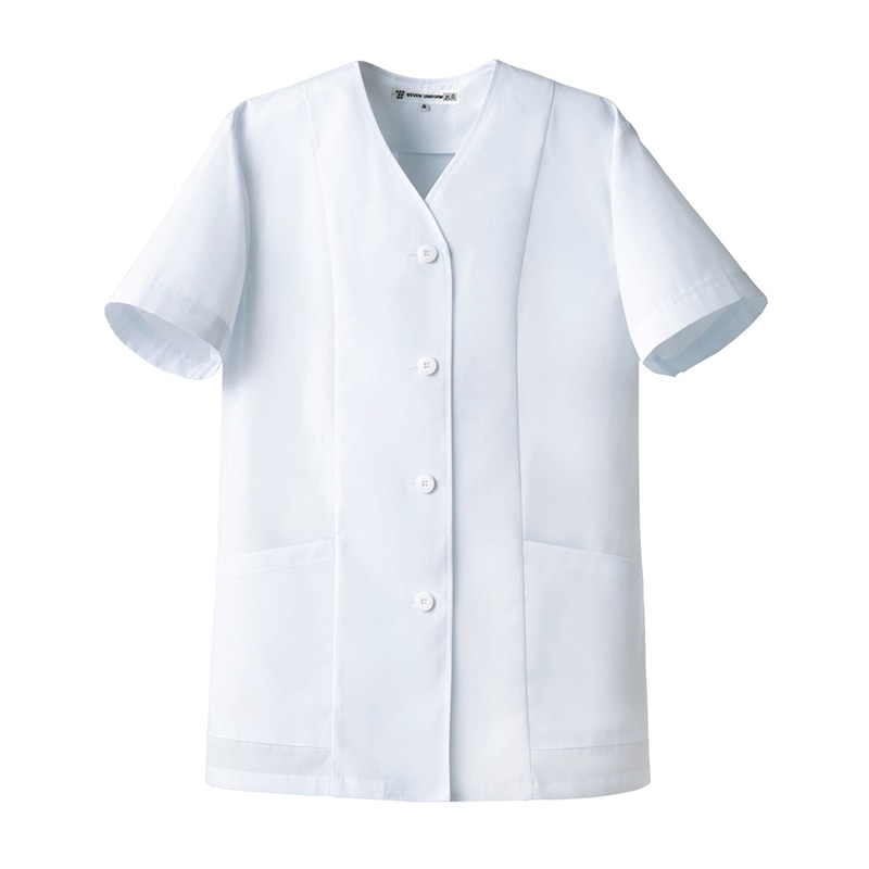 セブンユニフォーム 抗菌コート　女性用　半袖 17号　ホワイト AA0332-8　1枚（ご注文単位1枚）【直送品】