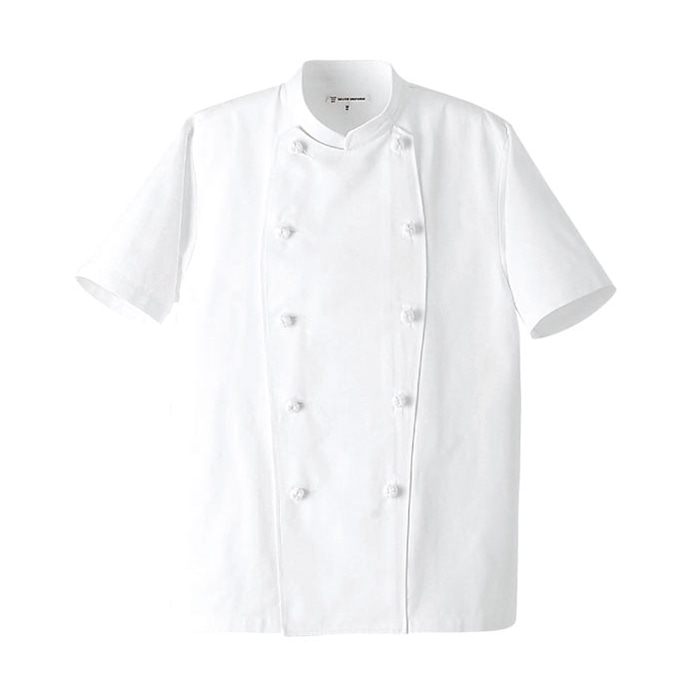 セブンユニフォーム コックコート 男女兼用 半袖 L ホワイト AA0412-1 1枚(ご注文単位1枚)【直送品】