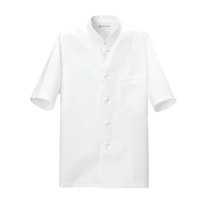 セブンユニフォーム コックコート 男女兼用 半袖 L ホワイト AA0418-0 1枚(ご注文単位1枚)【直送品】