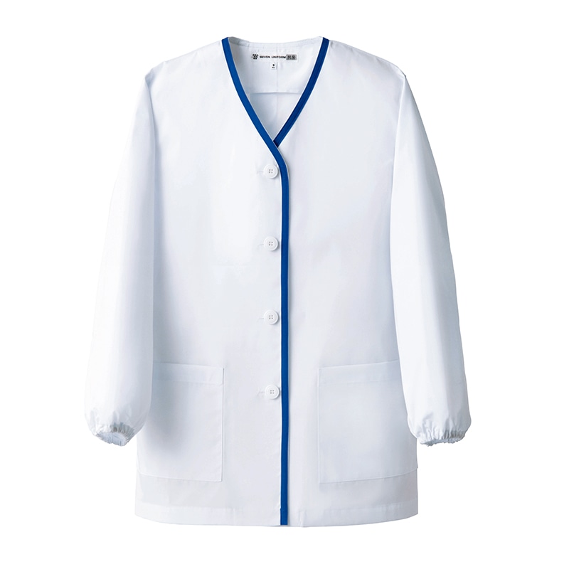 セブンユニフォーム 抗菌コート　女性用　長袖 9号　ホワイト×ブルー BA1001-8　1枚（ご注文単位1枚）【直送品】