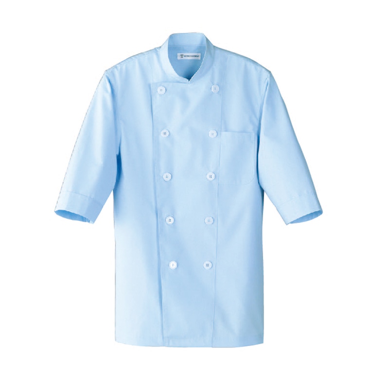 セブンユニフォーム 7分袖コックシャツ 男女兼用 L サックス BA1217-1 1枚(ご注文単位1枚)【直送品】