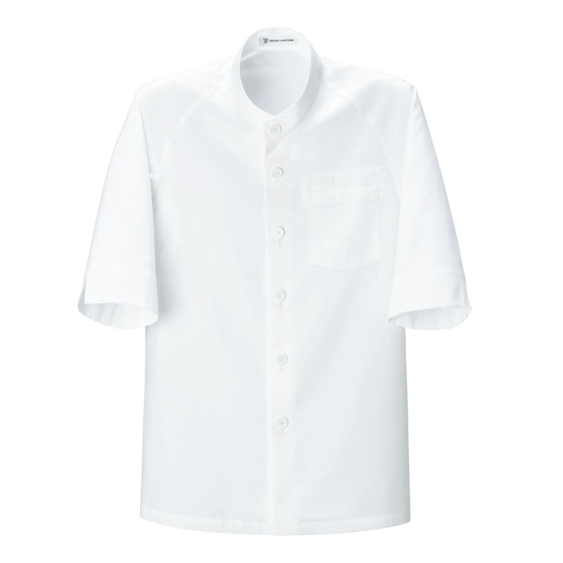 セブンユニフォーム 5分袖スタンドカラーコート　男女兼用 3L　ホワイト BA1223-0　1枚（ご注文単位1枚）【直送品】