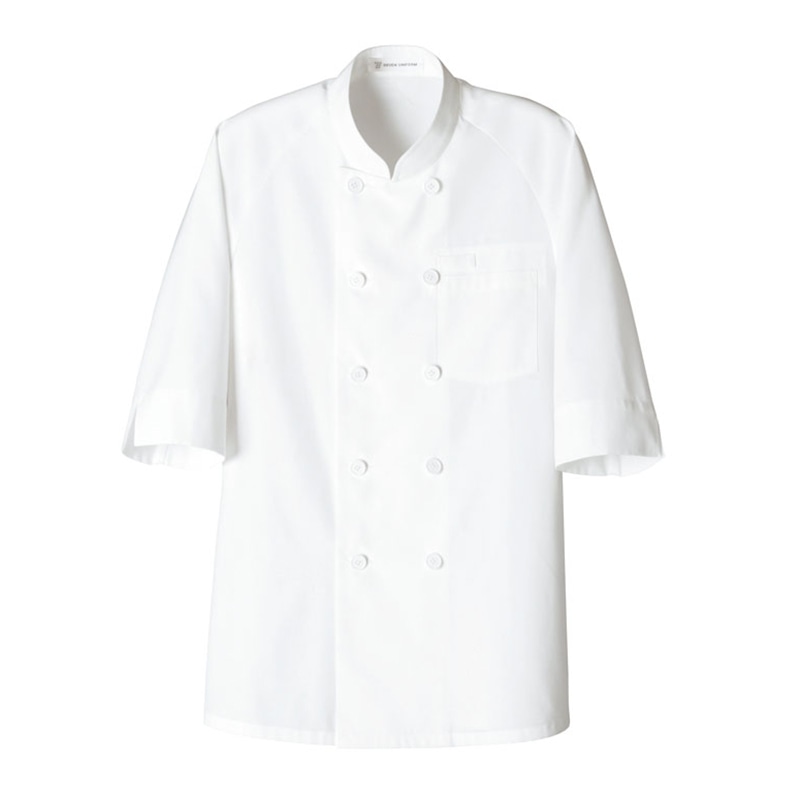 セブンユニフォーム 5分袖コックシャツ　男女兼用 L　ホワイト BA1225-0　1枚（ご注文単位1枚）【直送品】