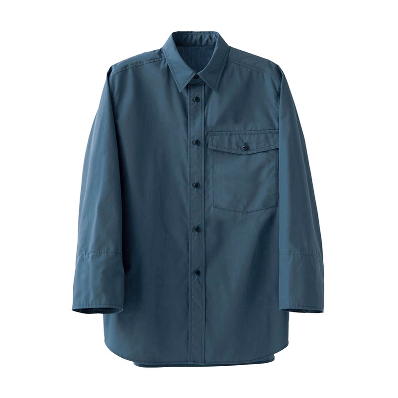 セブンユニフォーム 8分袖シャツ 袖口アンダーカバー付 男女兼用 SS ブルー CH4471-1 1枚(ご注文単位1枚)【直送品】