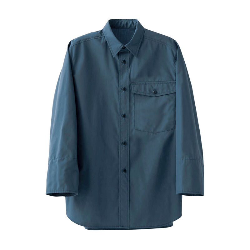 セブンユニフォーム 8分袖シャツ 袖口アンダーカバー付 男女兼用 3L ブルー CH4471-1 1枚(ご注文単位1枚)【直送品】