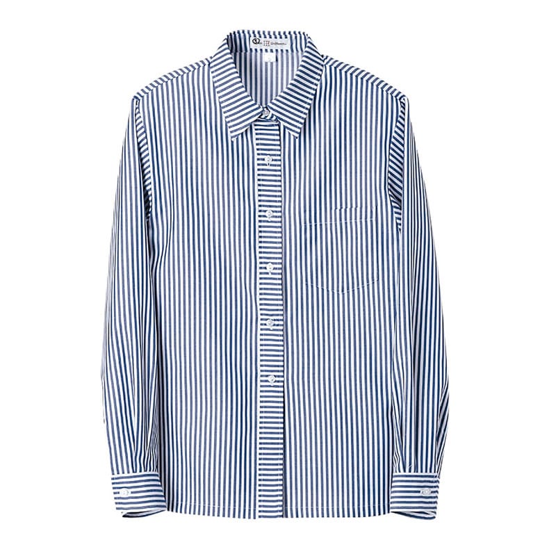 セブンユニフォーム シャツ 女性用 長袖 13号 ホワイト×ブルー CH1728-1 1枚(ご注文単位1枚)【直送品】