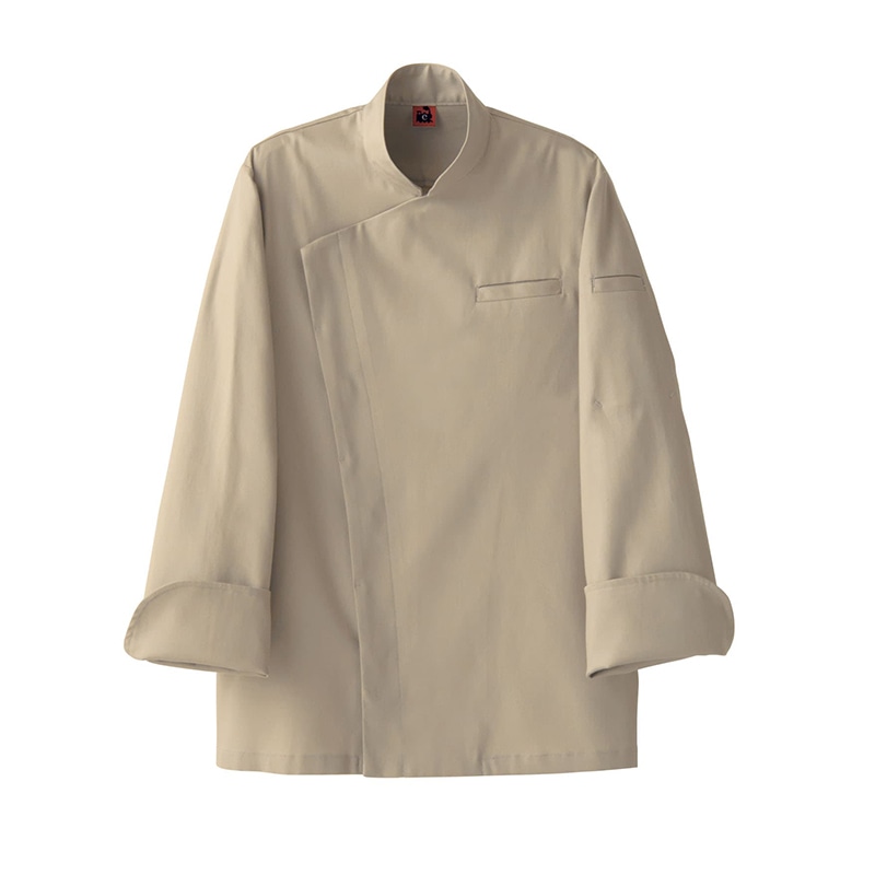 セブンユニフォーム コックコート　男女兼用　長袖 L　ベージュ QA7369-7　1枚（ご注文単位1枚）【直送品】