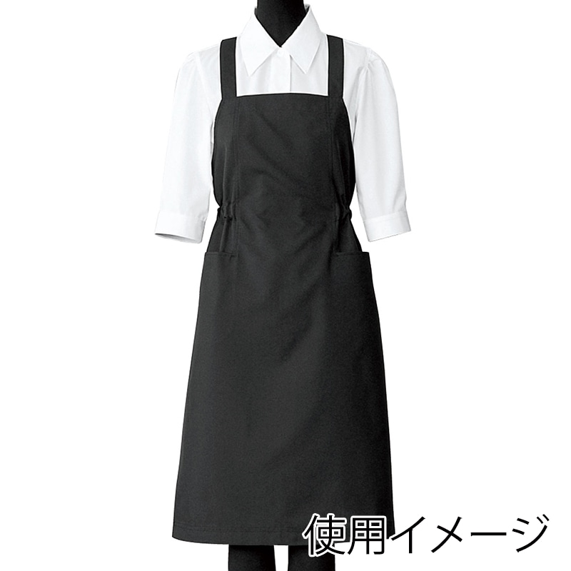 セブンユニフォーム エプロンドレス　脇ゴム入 3L　ブラック CS2322-9　1枚（ご注文単位1枚）【直送品】