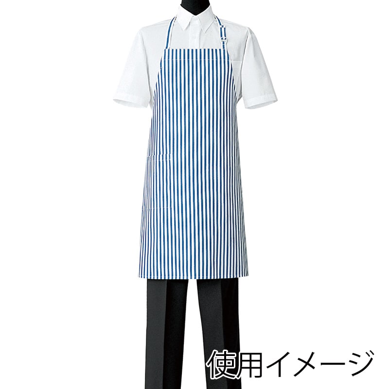 セブンユニフォーム 胸当てエプロン フリーサイズ　ブルー×ホワイト CT2500-1　1枚（ご注文単位1枚）【直送品】