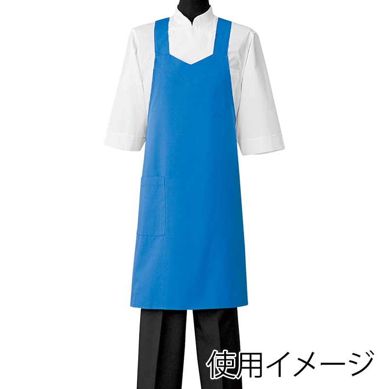 セブンユニフォーム 制菌胸当エプロン　男女兼用 フリーサイズ　ブルー CT2515-1　1枚（ご注文単位1枚）【直送品】